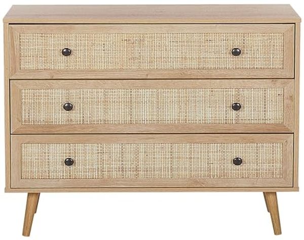 Kommode Rattan heller Holzfarbton 3 Schubladen PONCA Bild 6