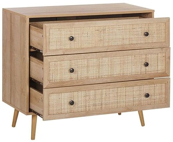 Kommode Rattan heller Holzfarbton 3 Schubladen PONCA Bild 4