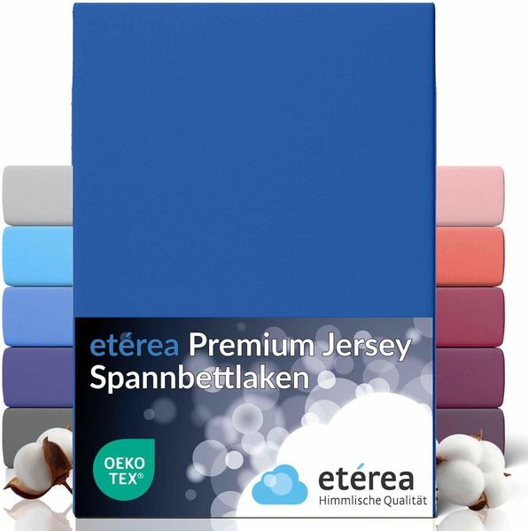 etérea Premium Jersey Spannbettlaken Blau 180x200 - 200x200 cm
