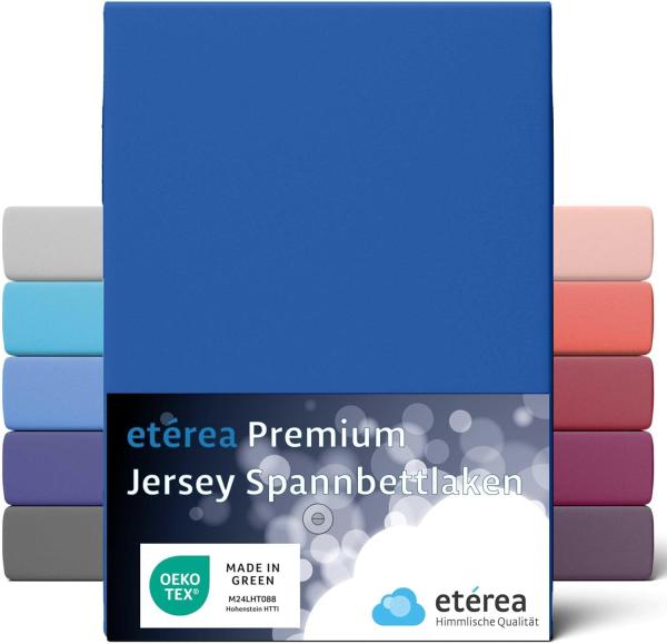 etérea Premium Jersey Spannbettlaken Blau 180x200 - 200x200 cm