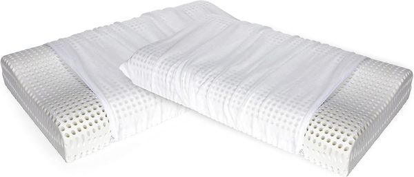 Talamo Italia Set mit 2 Kissen für das Bett, 100% Made in Italy, Orthozervikales Kissen mit abnehmbarem Bezug aus perforiertem Memory-Schaum, hypoallergen und atmungsaktiv, 70x41xh11,5 cm