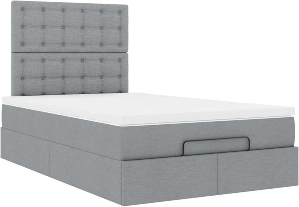 Ottoman-Bett mit Matratze Hellgrau 120x200 cm Stoff 3313313