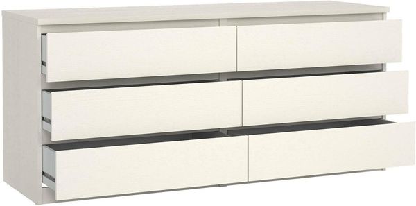 Dmora Kommode mit sechs Schubladen, Farbe: Weiß, 153,6 x 70,1 x 50 cm Bild 4