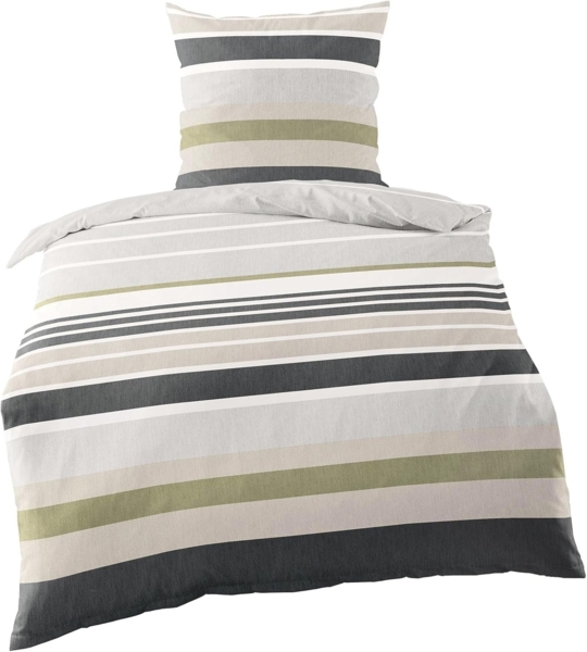 JACK Bettwäsche 135x200cm Streifen Grau, Biber, 2 teilig, mit modernen Streifen Design