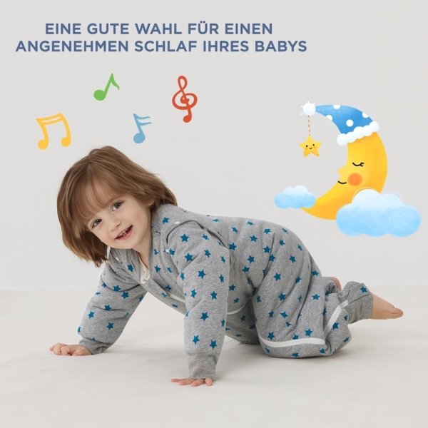 Duomiaomiao Baby Schlafsack mit Füßen 3.5 tog, winterschlafsack 100% Baumwolle Baby, Mädchen mit Schlafsack, Cartoon-Laub (Pentagramm/75CM) Bild 4