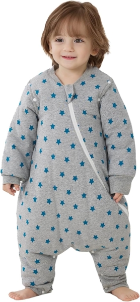Duomiaomiao Baby Schlafsack mit Füßen 3.5 tog, winterschlafsack 100% Baumwolle Baby, Mädchen mit Schlafsack, Cartoon-Laub (Pentagramm/75CM) Bild 1