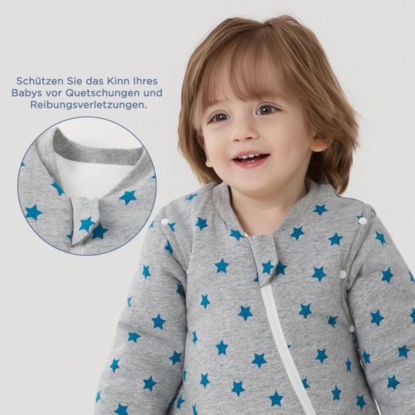 Duomiaomiao Baby Schlafsack mit Füßen 3.5 tog, winterschlafsack 100% Baumwolle Baby, Mädchen mit Schlafsack, Cartoon-Laub (Pentagramm/75CM) Bild 2