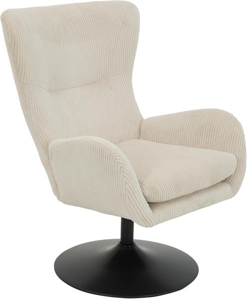 Hela Tische, Lounge-Sessel, Ohrensessel Samos, Bezug Cordstoff Beige, hoher Rücken, Trompetengestell 360° drehbar, 70 x 81 x 96 cm