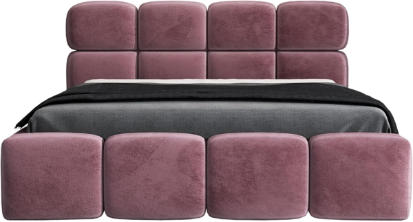 Polsterbett MONAKO 140x200 mit Matratze, Bettkasten und Lattenrost. Farbe: Flamingo 14