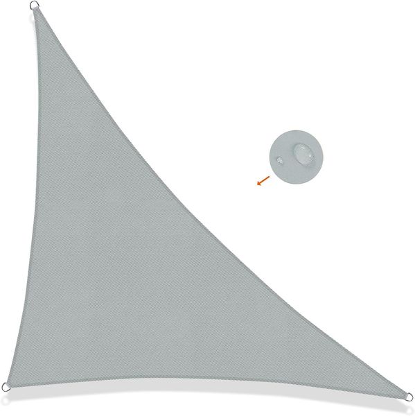 SUNNY GUARD Sonnensegel Dreieck 4 x 4 x 5. 65m Wasserdicht Sonnenschutz Wetterschutz Segel Baldachin UV Schutz für Balkon Terrasse Garten, Hellgrau