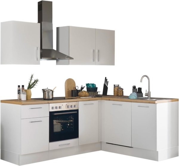 Turin L Eckküche 220 x 211 x 60 cm, weiß - Ohne Küchengeräte - Moderne, geräumige Küche in Artisan-Eiche Optik mit viel Stauraum Bild 1