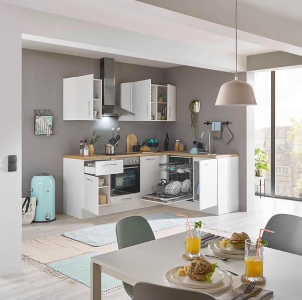 Turin L Eckküche 220 x 211 x 60 cm, weiß - Ohne Küchengeräte - Moderne, geräumige Küche in Artisan-Eiche Optik mit viel Stauraum Bild 6