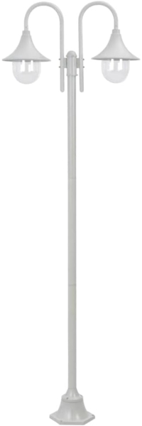 vidaXL Garten-Pollerleuchte E27 220 cm Aluminium 2-Laterne Weiß 44208