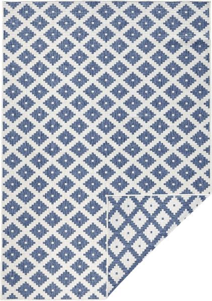 In- & Outdoor Wendeteppich Nizza Blau Creme - 200x290x0,5cm