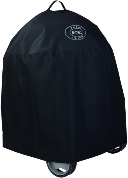 RÖSLE Holzkohle-Kugelgrill Abdeckhaube No. 1 F60/F60 AIR/G60, Hochwertige Schutzhülle aus 100% Polyester, mit praktischem Klettverschluss zum Fixieren, wasserdicht, 60cm, Schwarz