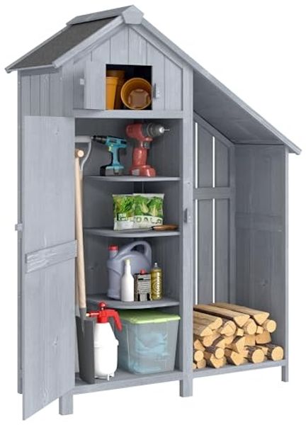 Outsunny Garten-Geräteschrank mit Asphaltdach, BxT: 129x51.5 cm, (Geräteschuppen, 1 St, Gartenschrank), für Garten, Terrrasse 129 x 51,5 x 180 cm Grau
