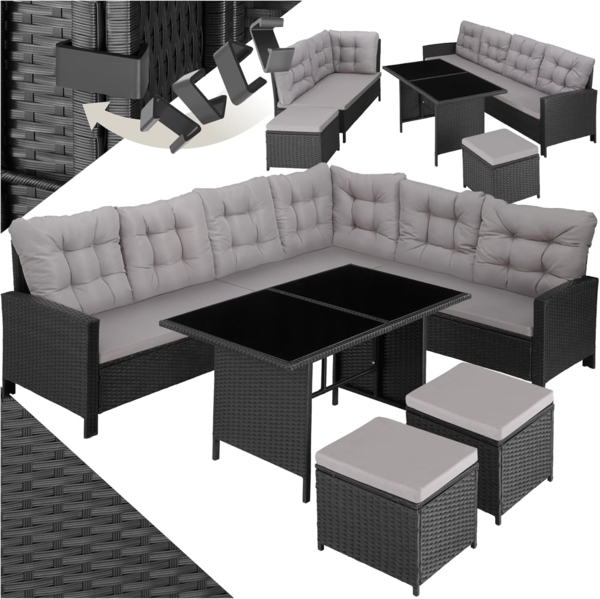 tectake Loungeset Rattan Lounge, (Set, 6-tlg), für 6 bis 8 Personen