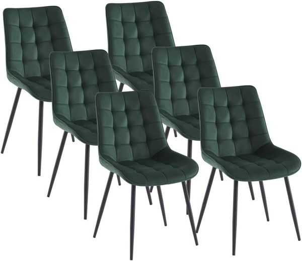 Vente-unique - OLLUA Stuhl SamtStoff Grün - B 60 cm x H 87 cm x L 49,5 cm