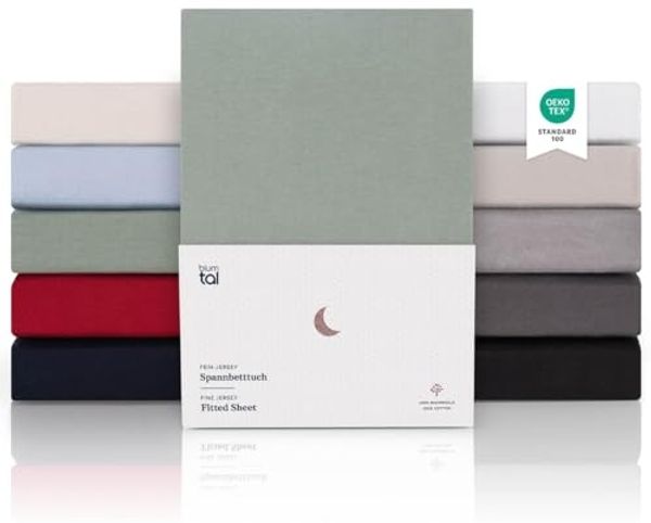 Blumtal® Premium Spannbettlaken 100x200 cm Jersey Boxspringbetten - OEKO-TEX zertifiziertes Bettlaken 100x200 cm Baumwolle 100% - Spannbetttuch 100x200 Boxspringbetten - Laken - Summer Green - Grün