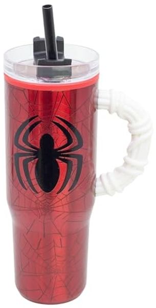 Spider Man Doppelwandiger Trinkbecher 770 ml mit Griff und Strohhalm