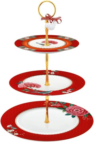 PIP STUDIO Blushing Birds Etagere red 17-21-26,5 cm