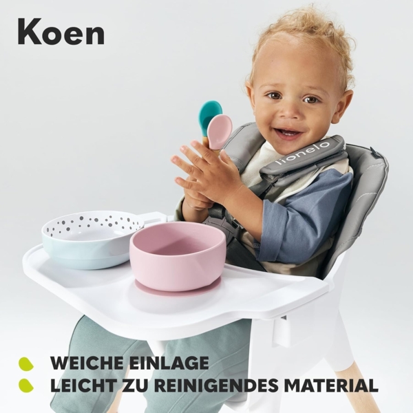 LIONELO Koen Kinder Hochstuhl 2in1 verstellbarer Stuhl, abnehmbares Tablett, rutschfest, 6 bis 36 Monate, 5-Punkt-Sicherheitsgurt, KinderHochstuhl, Babyhochsitz, Belastbarkeit bis 15 kg / 30 kg (Blau) Bild 7