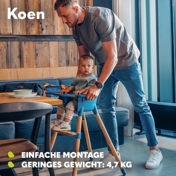 LIONELO Koen Kinder Hochstuhl 2in1 verstellbarer Stuhl, abnehmbares Tablett, rutschfest, 6 bis 36 Monate, 5-Punkt-Sicherheitsgurt, KinderHochstuhl, Babyhochsitz, Belastbarkeit bis 15 kg / 30 kg (Blau) Bild 6