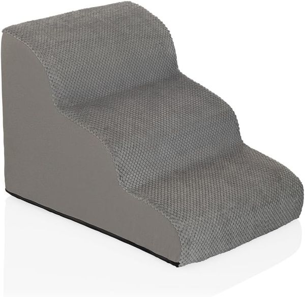 hjh LIVING Haustiertreppe Haustiertreppe PAWY STEP 3 Stoff, Hundetreppe mit 3 Stufen, Hundestufen Treppe mit waschbarem Stoffbezug