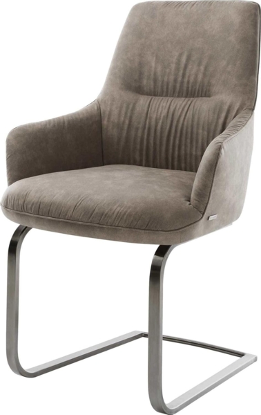 Freischwinger Zelia-Flex mit Armlehnen Mikrofaser Taupe Vintage Freischwinger flach Graphit Taschenfederkern