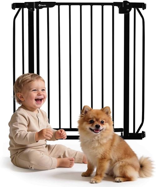 LIONELO Truus Slim Sicherheitstor, Verstellbare Breite von 75 bis 105 cm mit Press-Fit, Höhe 77 cm Öffnung in beide Richtungen Selbstverriegelung, abgerundete Kanten