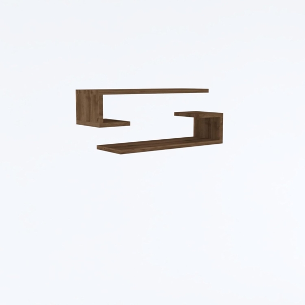 Hanah Home Stylish Wall Shelf (2 Pieces), Walnut Color, 60 x 15 x 19.6 cm | 100% Melamine Coated Particle Board, 18 mm Thick | Modern & Functional Storage Solution Bild 4