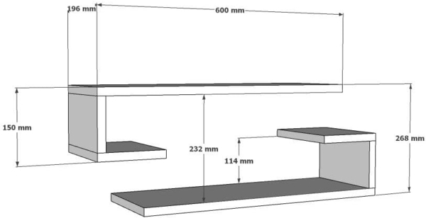 Hanah Home Stylish Wall Shelf (2 Pieces), Walnut Color, 60 x 15 x 19.6 cm | 100% Melamine Coated Particle Board, 18 mm Thick | Modern & Functional Storage Solution Bild 2