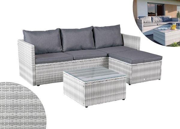 LC Garden Gartenlounge-Set Loungino Balkonmöbel für 3-4 Personen Lounge, (3-tlg)