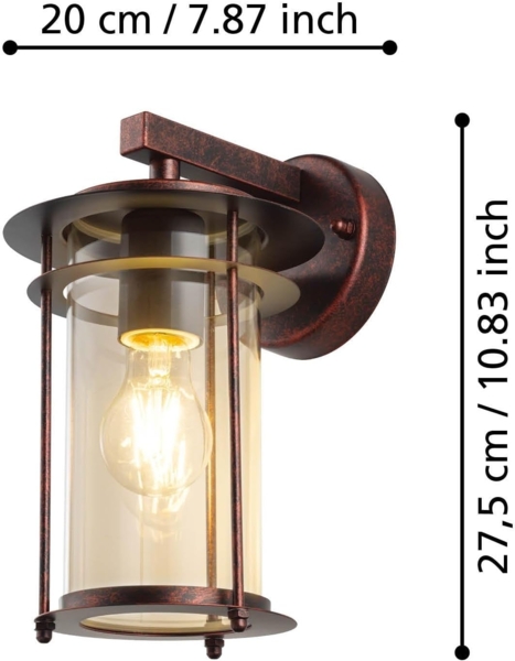 Eglo 96241 Outdoor Wandleuchte VALDEO kupferfarben-antik klar L:16,5cm H:27,5cm T:20cm IP44 Bild 4