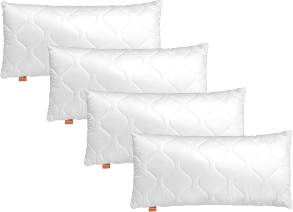 sleepling Kopfkissen Basic 100, in 40x80 cm, 80x80 cm und vielen weiteren Größen, Füllung: Kunstfaserfüllung, Bezug: 100% Mikrofaser, Seitenschläfer, Rückenschläfer, Bauchschläfer, Spar-Set, 4-tlg, Füllmenge anpassbar, höhenverstellbar, waschbar, Aller...