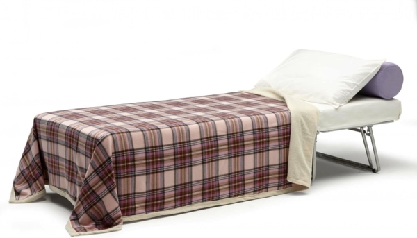 Talamo Italia - Ancilla Klappbett, Hocker, der in ein Einzelbett umgewandelt werden kann, Stoffhocker für das Wohnzimmer, 100 % Made in Italy, 80 x 80 x 45 cm, Creme Bild 5