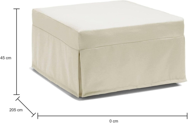 Talamo Italia - Ancilla Klappbett, Hocker, der in ein Einzelbett umgewandelt werden kann, Stoffhocker für das Wohnzimmer, 100 % Made in Italy, 80 x 80 x 45 cm, Creme Bild 2