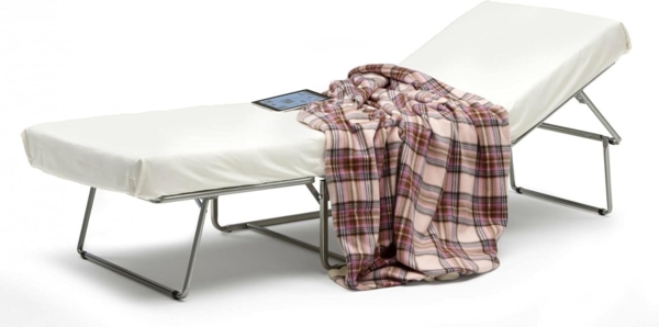 Talamo Italia - Ancilla Klappbett, Hocker, der in ein Einzelbett umgewandelt werden kann, Stoffhocker für das Wohnzimmer, 100 % Made in Italy, 80 x 80 x 45 cm, Creme Bild 6