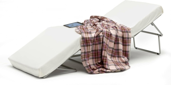 Talamo Italia - Ancilla Klappbett, Hocker, der in ein Einzelbett umgewandelt werden kann, Stoffhocker für das Wohnzimmer, 100 % Made in Italy, 80 x 80 x 45 cm, Creme Bild 4