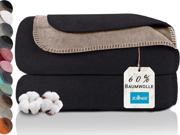 Wohndecke, ZOLLNER, Wendeoptik, 150x200 cm, 60% Baumwolle, 40% Polyacryl, Wendeoptik