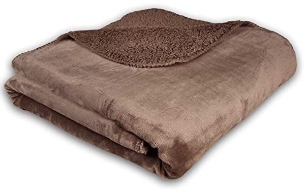 Wohndecke Kuscheldecke Sherpa Deluxe 150x200 cm - Edle Sofadecke Couchdecke, DILUMA, Wendedecke mit wärmender Sherpa & samtweicher Flanell Seite
