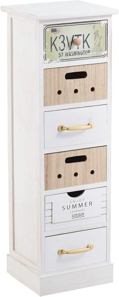 Kommode Salo 'Washington' mit 6 Schubladen 91 x 29 x 27 cm Weiß mit Naturholz [en. casa]