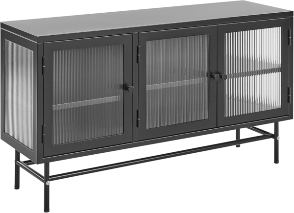 Vitrine DEVON Metall 115 cm 35 cm Schwarz