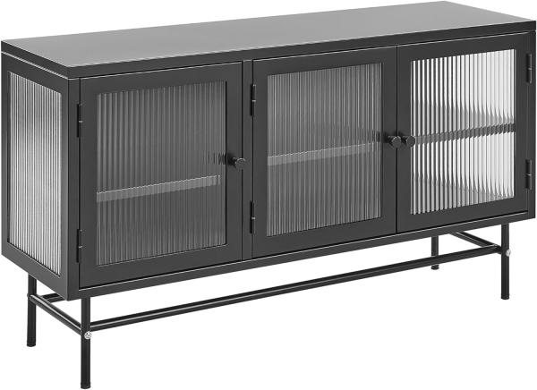 Sideboard Metall Glas schwarz 3 Türen DEVON