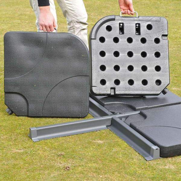 Gastronomie-Ampelschirm HWC-A96, 3,5x3,5m (Ø4,95m) Polyester/Alu 25kg ~ Flap, anthrazit mit Ständer, drehbar Bild 4