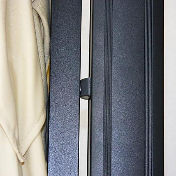 Gastronomie-Ampelschirm HWC-A96, 3,5x3,5m (Ø4,95m) Polyester/Alu 25kg ~ Flap, anthrazit mit Ständer, drehbar Bild 8