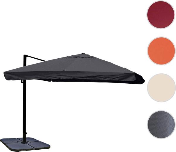 Gastronomie-Ampelschirm HWC-A96, 3,5x3,5m (Ø4,95m) Polyester/Alu 25kg ~ Flap, anthrazit mit Ständer, drehbar Bild 10