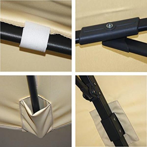 Gastronomie-Ampelschirm HWC-A96, 3,5x3,5m (Ø4,95m) Polyester/Alu 25kg ~ Flap, anthrazit mit Ständer, drehbar Bild 9