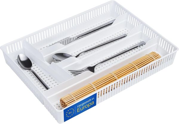 KONZEPT Schubladeneinsatz Besteckkasten für Schubladen - Praktischer Schubladen Organizer Küche (31x23x4,5cm), Besteckschublade Einsatz für optimale Küche Aufbewahrung