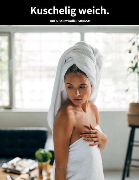 Hometex Premium Textiles Handtuch in Premium Qualität 500 g/m², Feinster Frottier-Stoff 100% Baumwolle, 2x Duschtuch + 4x Handtuch, weich, saugfähig, extra schwer & flauschig - TEST BILD TOP MARKE 2025 Bild 3